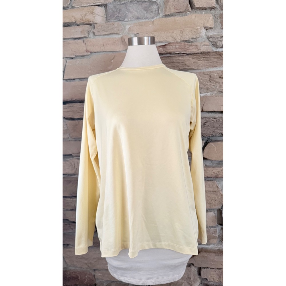 Waggle Womens Long Sleeve Golf Performance Top Yellow Split Back Size M